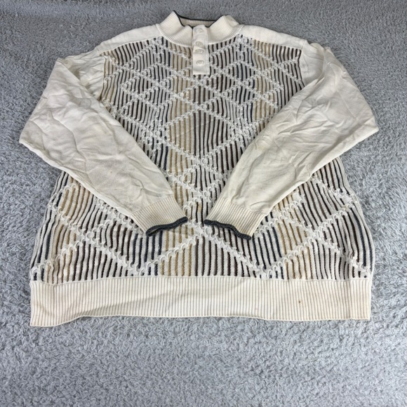 Steve Harvey Other - Steve Harvey Celebrity Edition Mens XXL Cream Geometric Knit Mock Neck Sweater